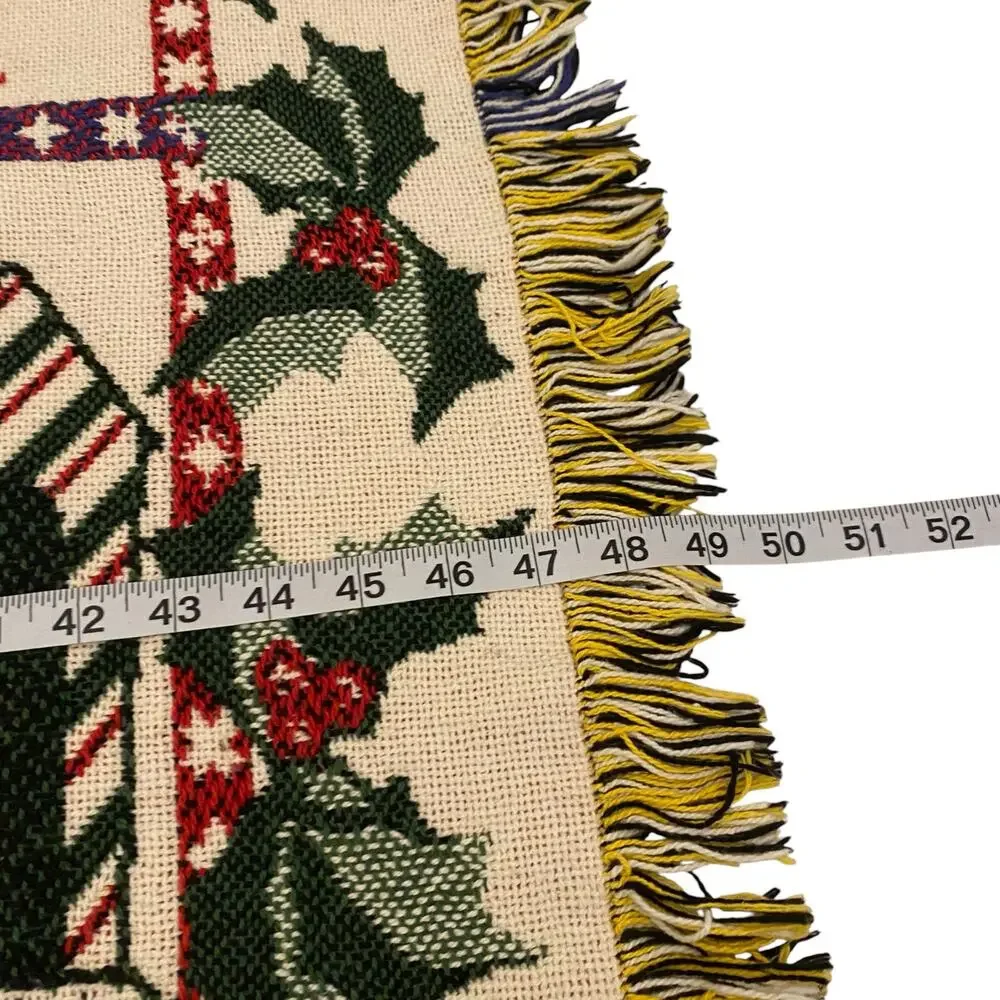 Vintage 12 Days of Christmas Woven Tapestry Throw Blanket Fringe 49x71 Large